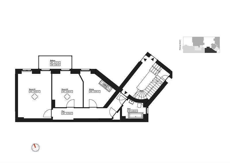 Etagenwohnung Berlin Wilmersdorf - 2 Zimmer, 62 m&sup2;, 389.000&euro; | Angebot:26597524