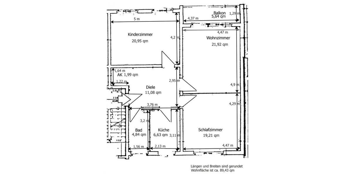 Etagenwohnung Berlin Spandau - 3 Zimmer, 89 m&sup2;, 379.000&euro; | Angebot:26606919