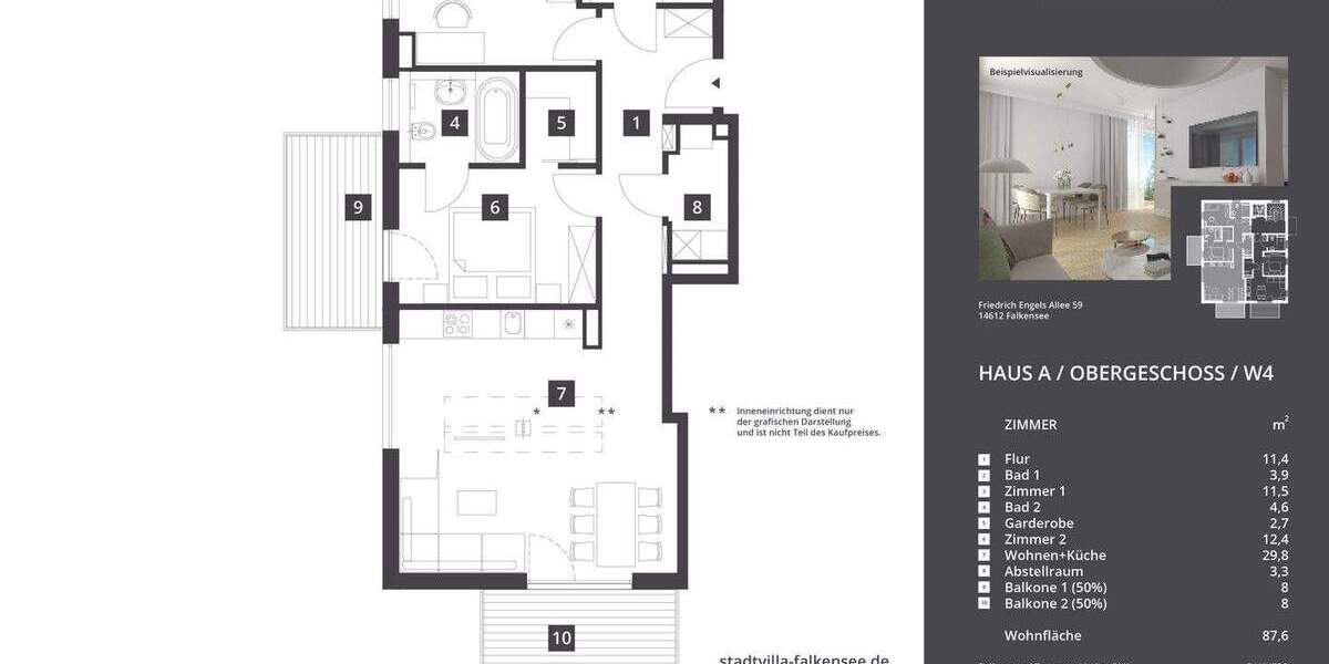 Etagenwohnung Falkensee - 3 Zimmer, 88 m&sup2;, 465.000&euro; | Angebot:25862417