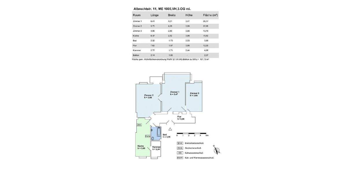 Etagenwohnung Berlin Steglitz - 4 Zimmer, 101 m&sup2;, 2.035&euro; | Angebot:25768406