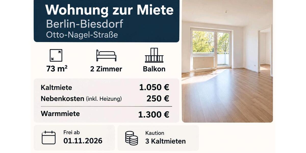 Etagenwohnung Berlin Marzahn-Hellersdorf - 2 Zimmer, 73 m&sup2;, 1.050&euro; | Angebot:27661115