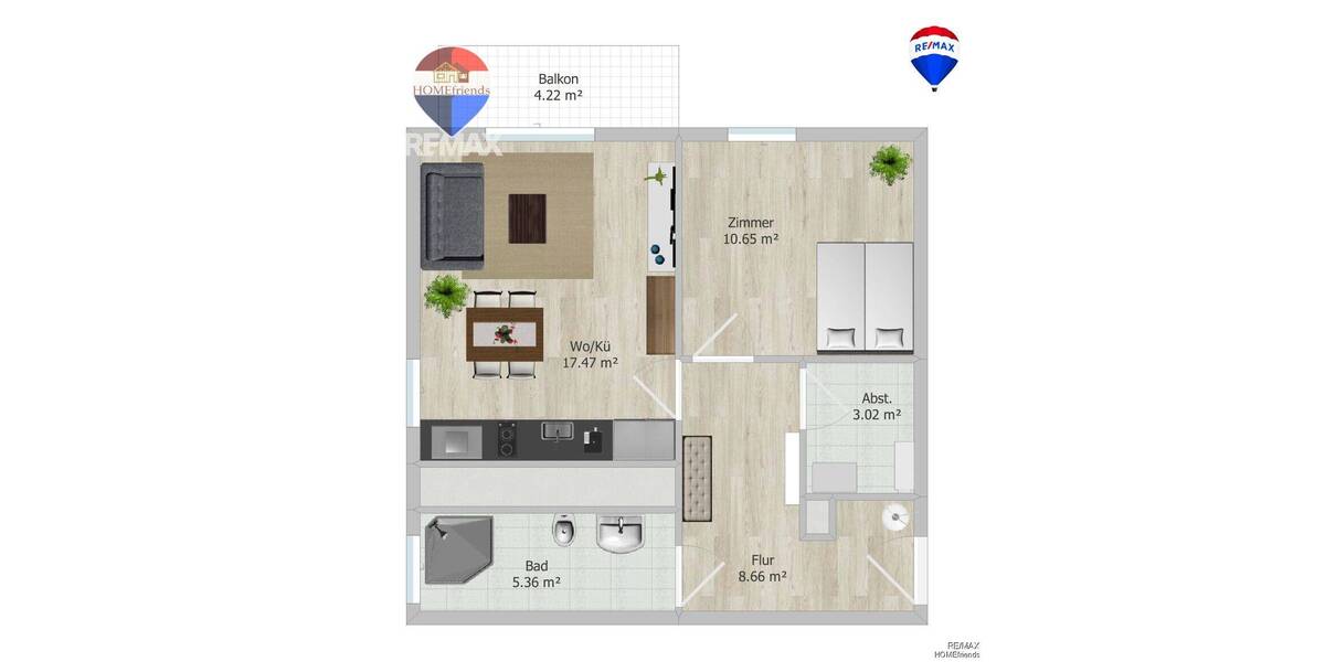 Etagenwohnung Falkensee - 2 Zimmer, 47 m&sup2;, 340.950&euro; | Angebot:25699596