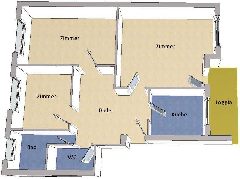 Etagenwohnung Berlin Schöneberg - 3 Zimmer, 69 m&sup2;, 635.000&euro; | Angebot:25662704