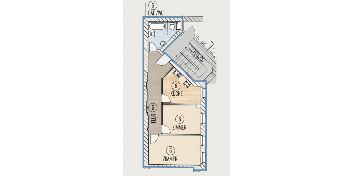 Csi13309 - 2 Zi.Whg. im Bötzowviertel mit Wannenbad, neue EBK, Dielen - Etagenwohnung Berlin Prenzlauer Berg | Angebot:27541818