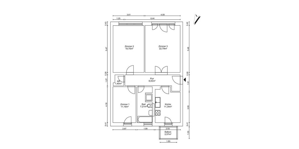 Etagenwohnung Berlin Spandau - 3 Zimmer, 83 m&sup2;, 1.554&euro; | Angebot:25999605