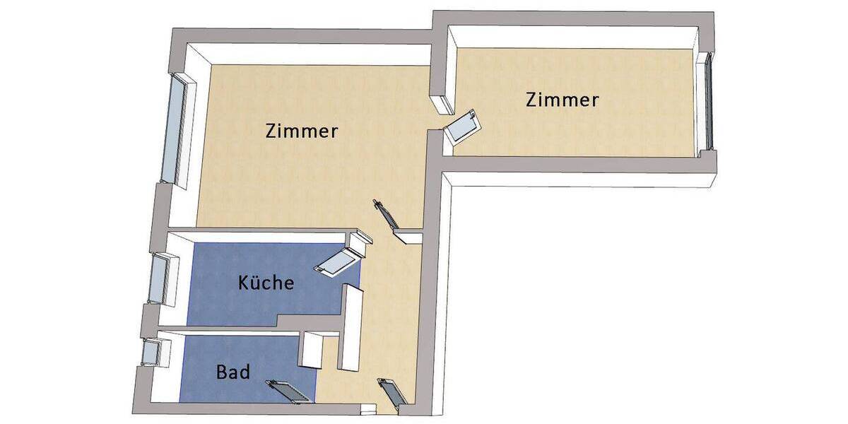 Etagenwohnung Berlin Spandau - 2 Zimmer, 59 m&sup2;, 149.000&euro; | Angebot:26217536