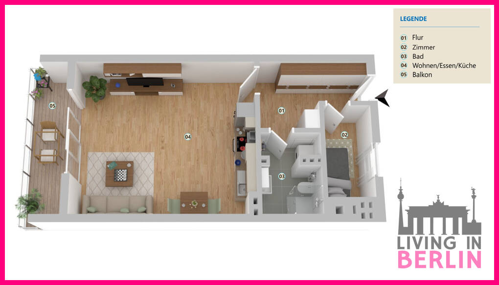 Etagenwohnung Berlin Charlottenburg - 1 Zimmer, 42 m&sup2;, 950&euro; | Angebot:26029559