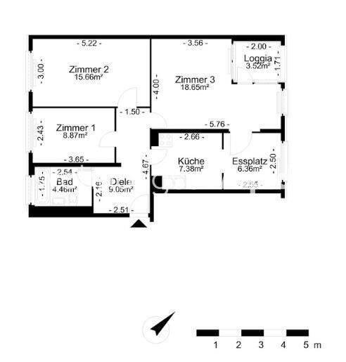 Etagenwohnung Berlin Gesundbrunnen - 3 Zimmer, 72 m&sup2;, 562&euro; | Angebot:25918527