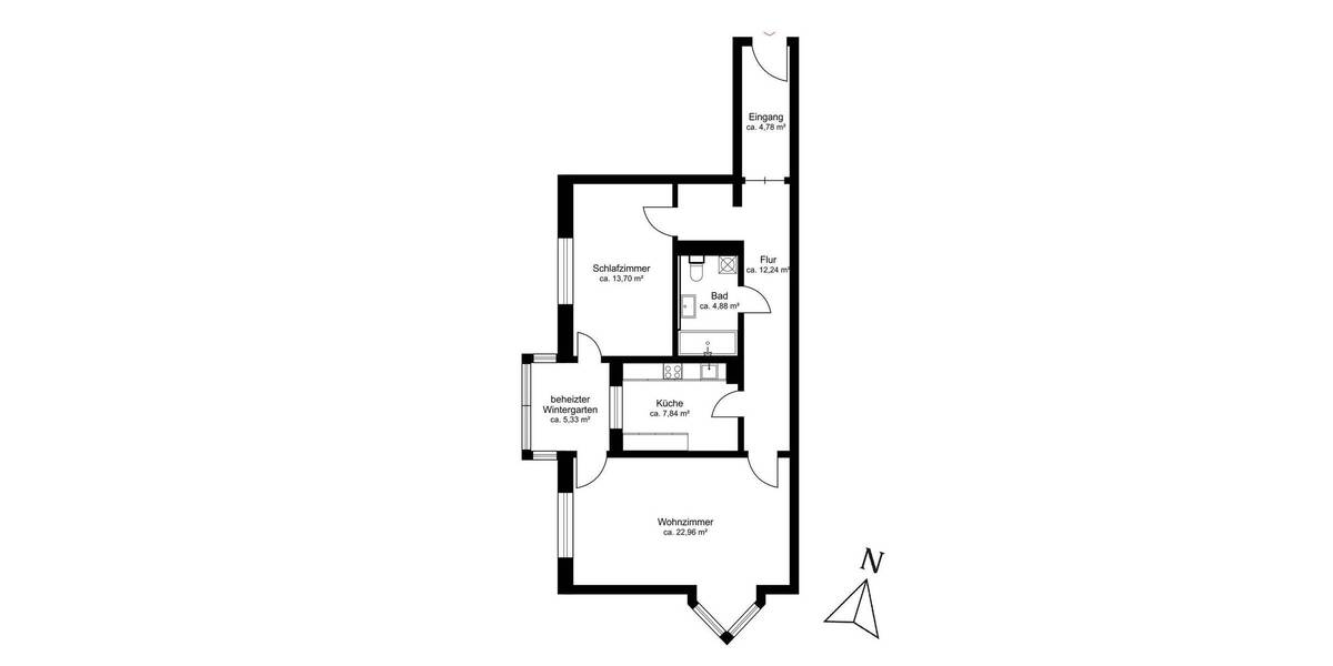 Etagenwohnung Berlin Niederschöneweide - 2 Zimmer, 72 m&sup2;, 269.000&euro; | Angebot:26646399