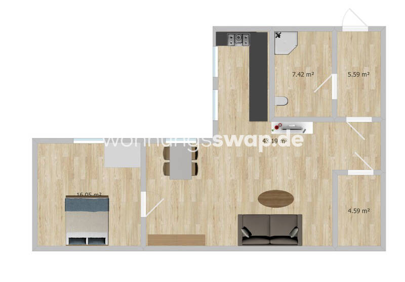 Etagenwohnung Berlin Alt-Treptow - 2 Zimmer, 60 m&sup2;, 500&euro; | Angebot:25966685