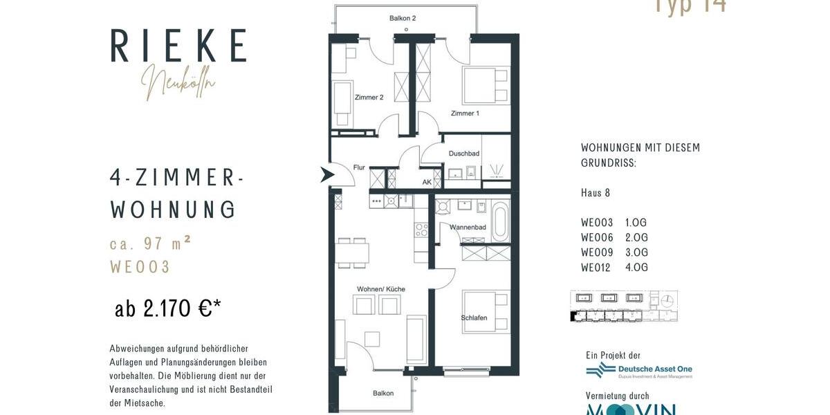 Etagenwohnung Berlin Neukölln - 4 Zimmer, 99 m&sup2;, 2.054&euro; | Angebot:26000131