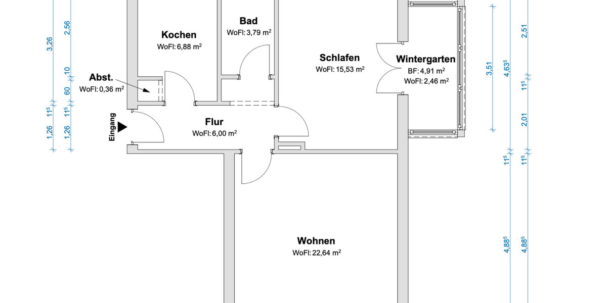 Etagenwohnung Berlin Kreuzberg - 2 Zimmer, 58 m&sup2;, 299.000&euro; | Angebot:25710141
