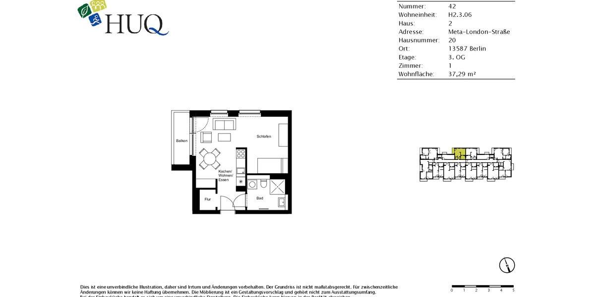 Etagenwohnung Berlin Spandau - 1 Zimmer, 37 m&sup2;, 870&euro; | Angebot:26546506