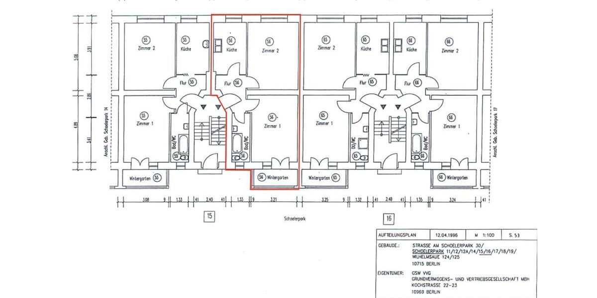 Erdgeschoßwohnung Berlin Charlottenburg-Wilmersdorf - 1 Zimmer, 56 m&sup2;, 360.000&euro; | Angebot:24945455