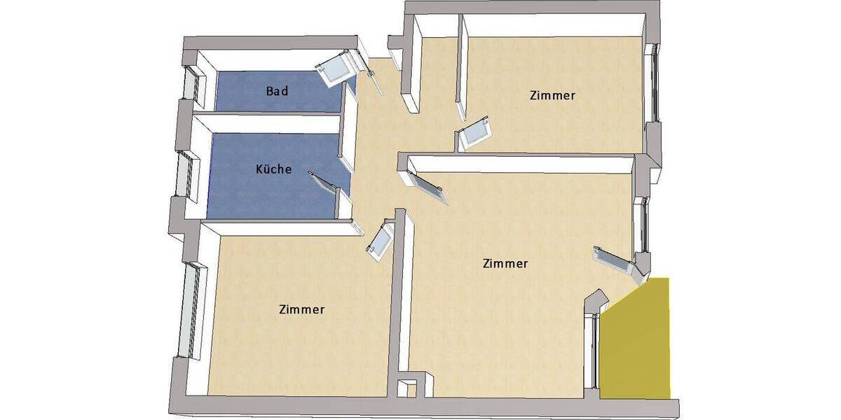 Etagenwohnung Mariendorf Mariendorf - 3 Zimmer, 78 m&sup2;, 329.000&euro; | Angebot:26683484