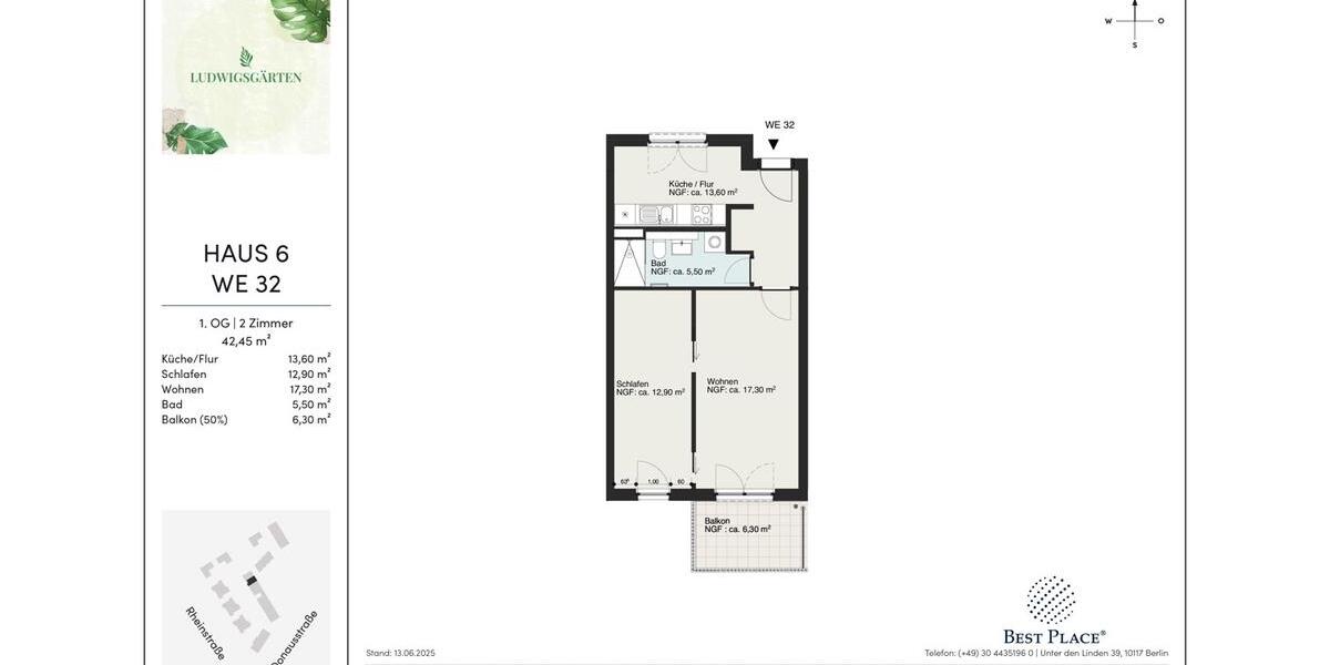 Etagenwohnung Ludwigsfelde - 2 Zimmer, 52 m&sup2;, 997&euro; | Angebot:25721237