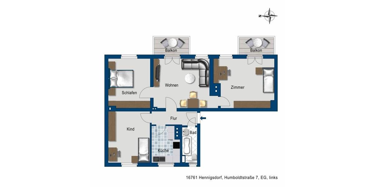 Erdgeschoßwohnung Hennigsdorf - 4 Zimmer, 83 m&sup2;, 853&euro; | Angebot:25389255