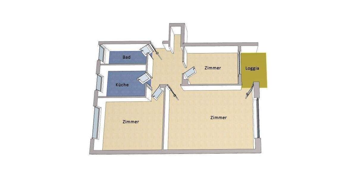 Etagenwohnung Berlin Zehlendorf - 3 Zimmer, 70 m&sup2;, 220.000&euro; | Angebot:24632370