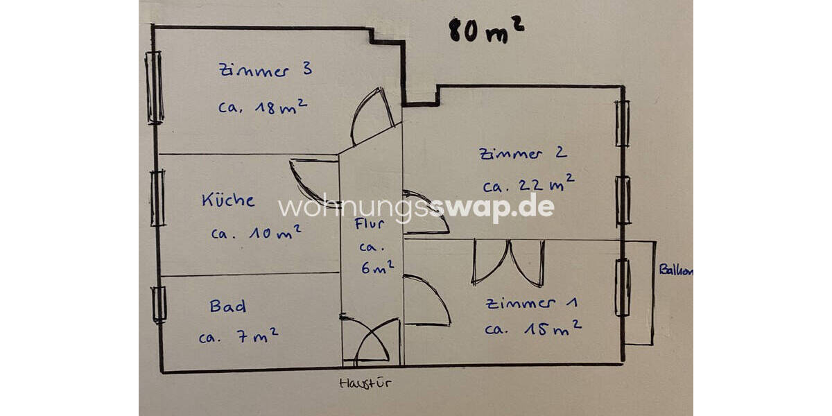 Etagenwohnung Berlin Lichtenberg - 3 Zimmer, 80 m&sup2;, 900&euro; | Angebot:25958219
