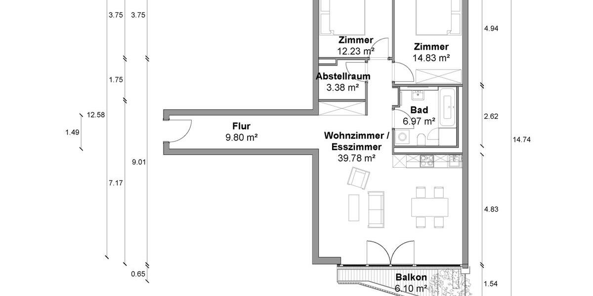 Etagenwohnung Berlin Mitte - 3 Zimmer, 90 m&sup2;, 2.275&euro; | Angebot:24523013