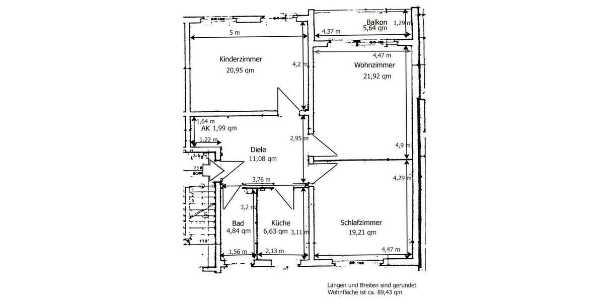 Etagenwohnung Berlin Spandau - 3 Zimmer, 89 m&sup2;, 379.000&euro; | Angebot:27091955