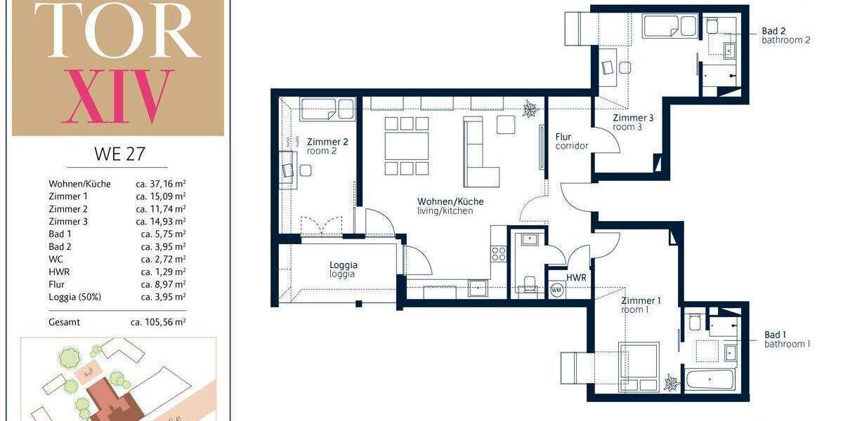 Etagenwohnung Berlin Adlershof - 4 Zimmer, 105 m&sup2;, 649.000&euro; | Angebot:24867144