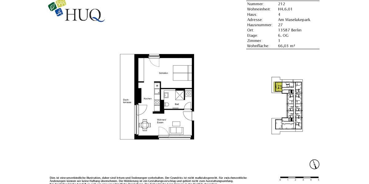 Dachgeschoßwohnung Berlin Spandau - 1 Zimmer, 66 m&sup2;, 1.530&euro; | Angebot:26546496