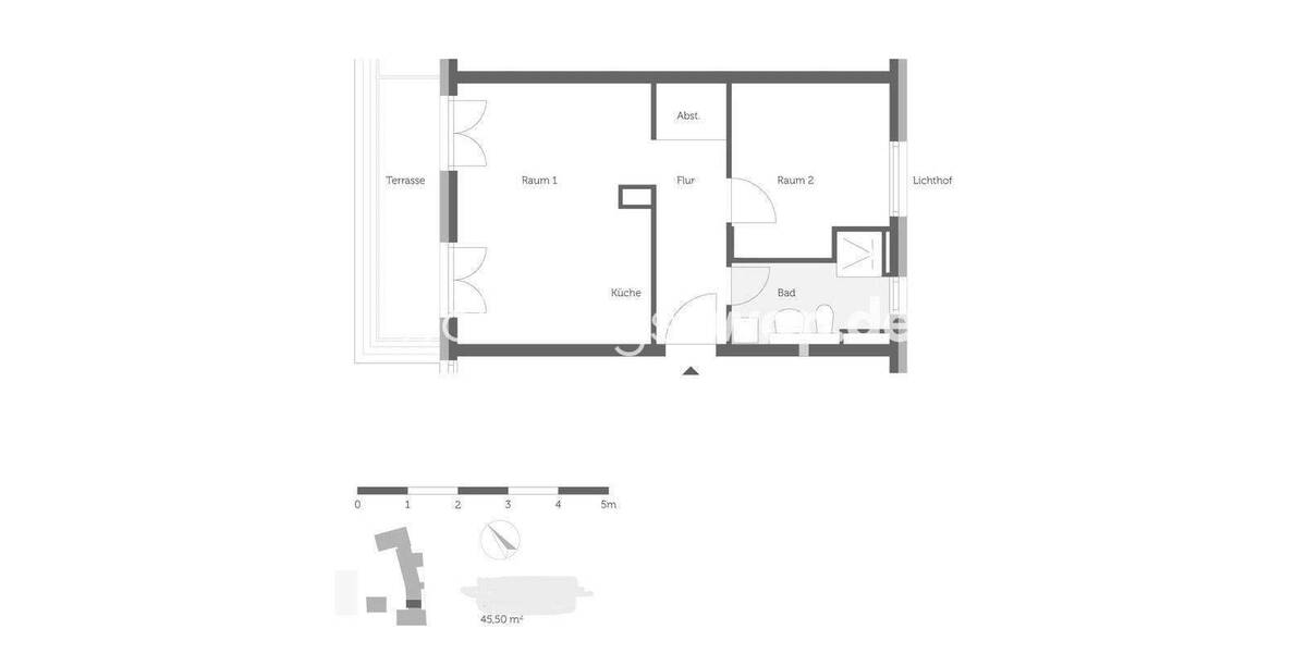 Etagenwohnung Berlin Alt-Treptow - 2 Zimmer, 46 m&sup2;, 641&euro; | Angebot:25978221