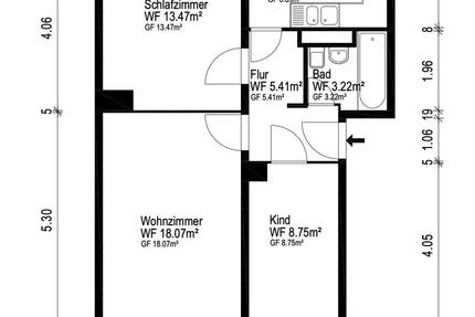 Wohnung Berlin Treptow-Köpenick - 3 Zimmer, 57 m&sup2;, 559&euro; | Angebot:27713912