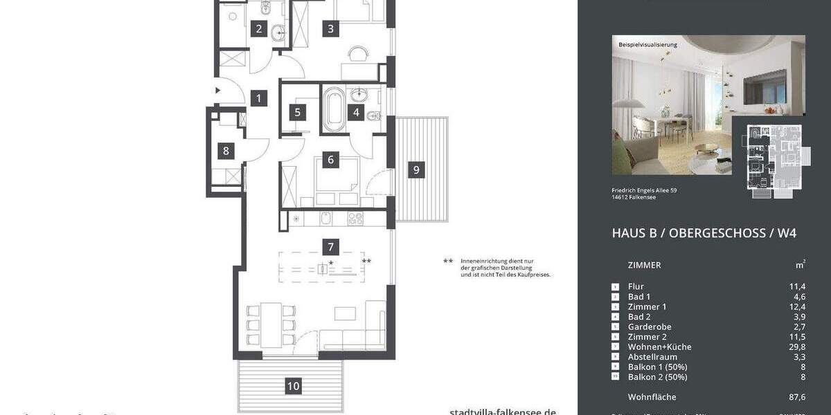 Etagenwohnung Falkensee - 3 Zimmer, 88 m&sup2;, 465.000&euro; | Angebot:24482348