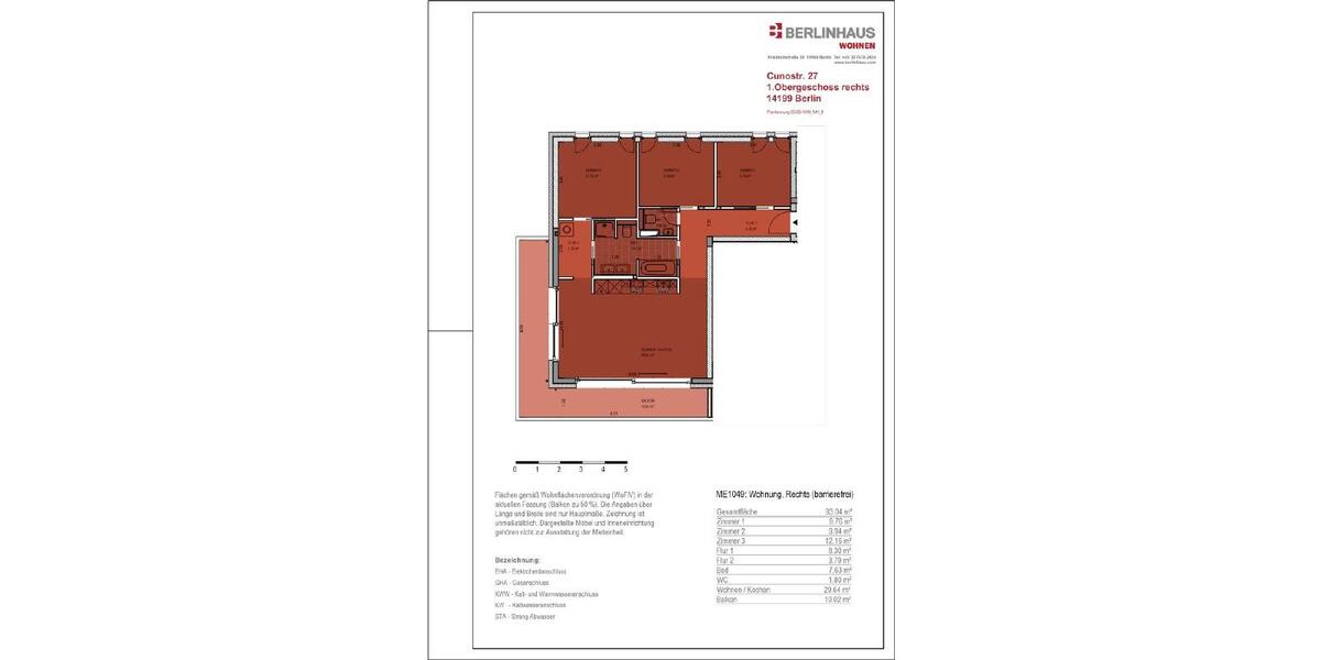 Etagenwohnung Berlin Charlottenburg-Wilmersdorf - 4 Zimmer, 92 m&sup2;, 2.301&euro; | Angebot:24224127