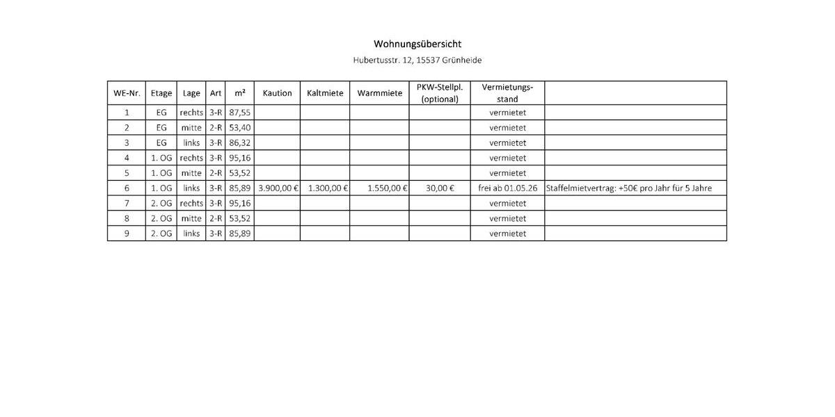 Etagenwohnung Erkner - 3 Zimmer, 86 m&sup2;, 1.300&euro; | Angebot:25327202