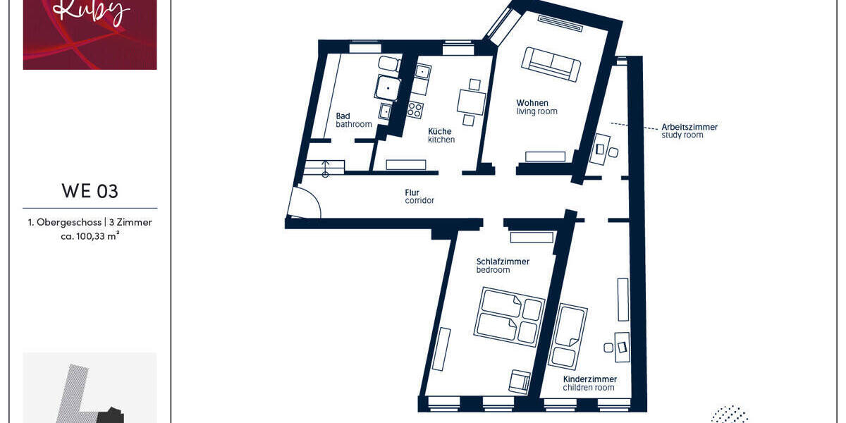 Etagenwohnung Berlin Friedrichshain - 3 Zimmer, 100 m&sup2;, 555.000&euro; | Angebot:25990448