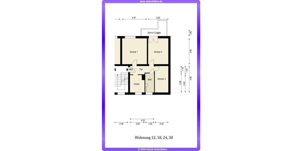 Etagenwohnung Berlin Friedrichshain - 3 Zimmer, 73 m&sup2;, 449.000&euro; | Angebot:24722937
