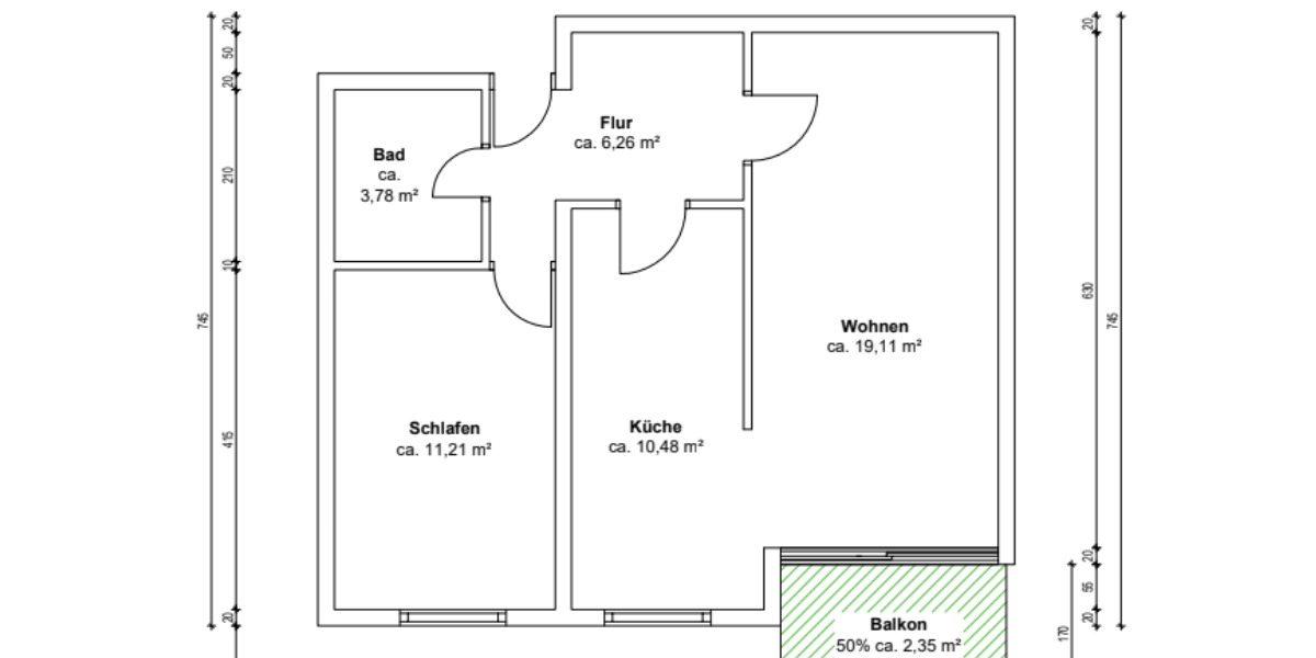 Etagenwohnung Berlin Wilhelmsruh - 2 Zimmer, 53 m&sup2;, 188.000&euro; | Angebot:25778684