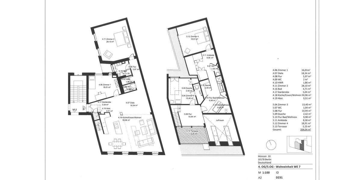 Dachgeschoßwohnung Berlin - 5 Zimmer, 211 m&sup2;, 6.328&euro; | Angebot:23795624