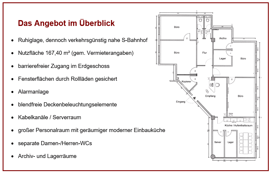 Gewerbeobjekt Berlin Adlershof - 5 Zimmer, 167 m&sup2;, 1.671&euro; | Angebot:26557101