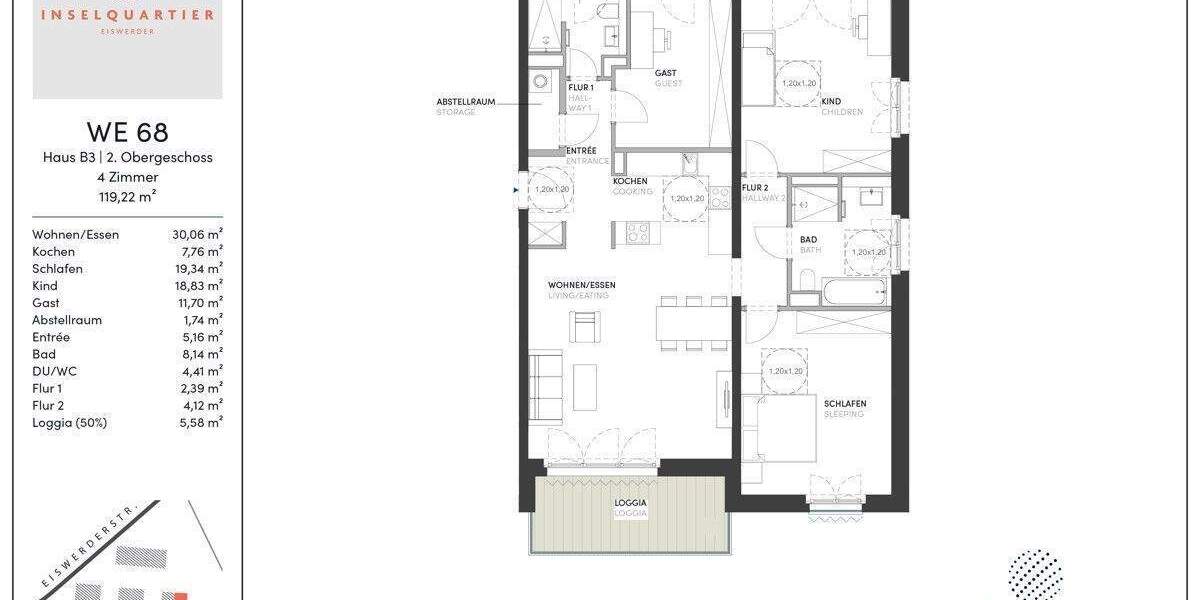 Etagenwohnung Berlin Spandau - 4 Zimmer, 119 m&sup2;, 790.000&euro; | Angebot:25839627