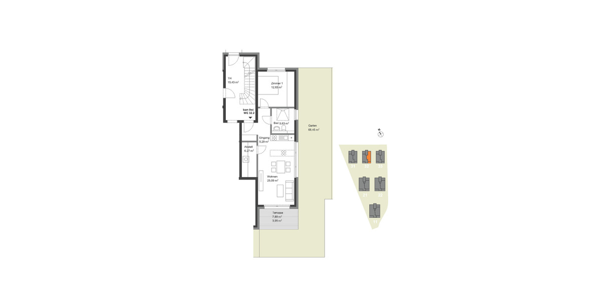 Terrassenwohnung Zeuthen Falkenhorst - 2 Zimmer, 58 m&sup2;, 310.000&euro; | Angebot:25801314