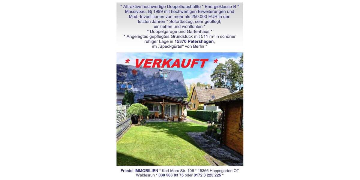 Doppelhaushälfte Petershagen/Eggersdorf Petershagen - 4 Zimmer, 125 m&sup2;, 450.000&euro; | Angebot:25665272