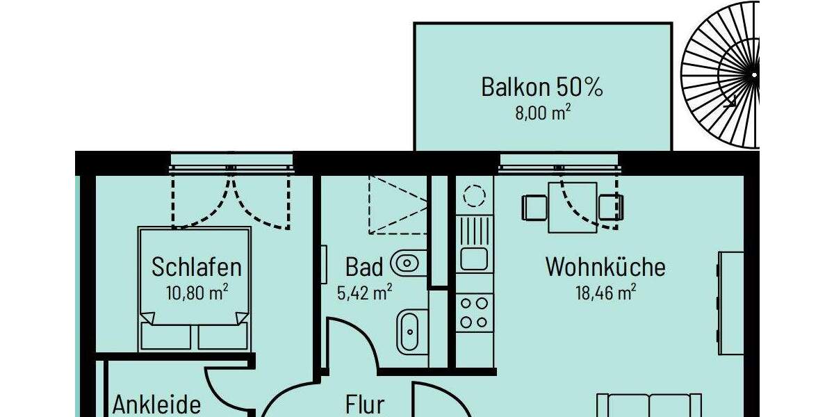 Etagenwohnung Berlin Köpenick - 2 Zimmer, 44 m&sup2;, 981&euro; | Angebot:24807512