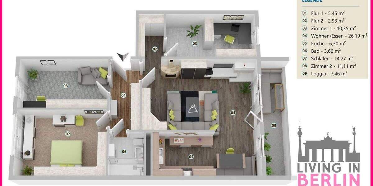 Etagenwohnung Berlin Marzahn - 4 Zimmer, 84 m&sup2;, 299.000&euro; | Angebot:25750305