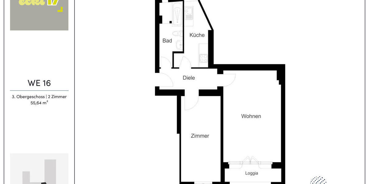 Etagenwohnung Berlin Friedrichshain - 2 Zimmer, 55 m&sup2;, 299.000&euro; | Angebot:25989403