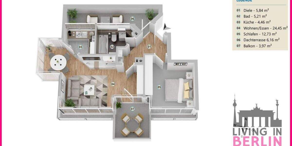 Etagenwohnung Berlin Grünau - 2 Zimmer, 61 m&sup2;, 299.000&euro; | Angebot:25700373