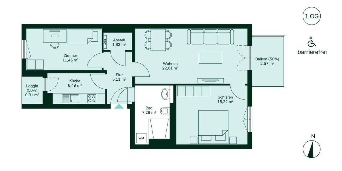 Etagenwohnung Berlin Lichtenrade - 3 Zimmer, 73 m&sup2;, 414.900&euro; | Angebot:25938895