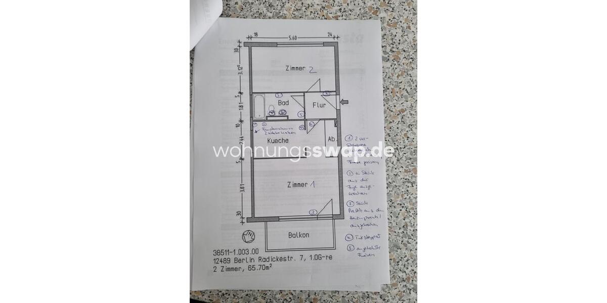 Etagenwohnung Berlin Treptow-Köpenick - 2 Zimmer, 65 m&sup2;, 900&euro; | Angebot:25965803