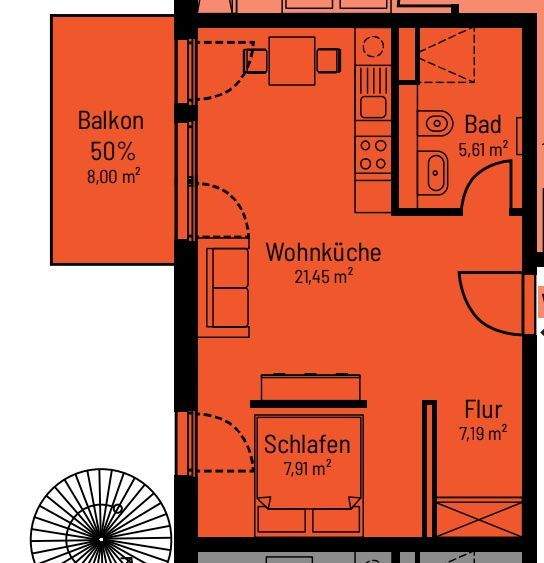 Etagenwohnung Berlin Köpenick - 1 Zimmer, 46 m&sup2;, 1.016&euro; | Angebot:24807513