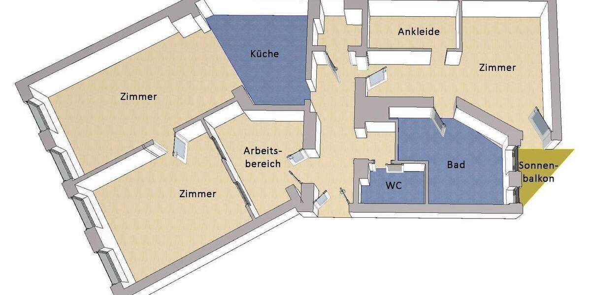 Etagenwohnung Berlin Kreuzberg - 3 Zimmer, 108 m&sup2;, 895.000&euro; | Angebot:25983090