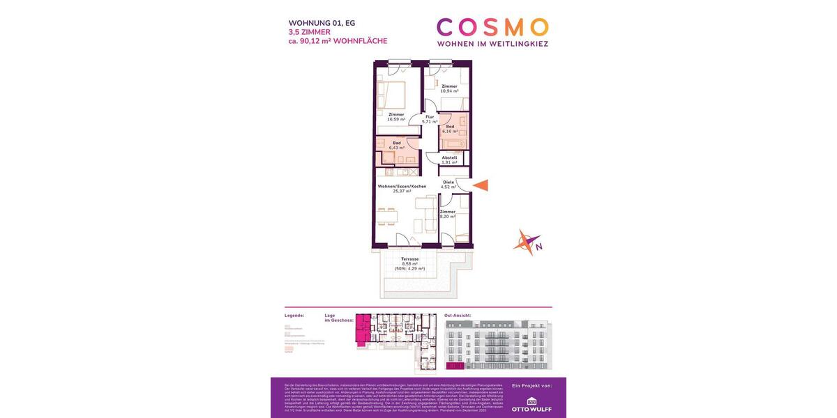 Erdgeschoßwohnung Berlin Lichtenberg - 3.5 Zimmer, 90 m&sup2;, 1.980&euro; | Angebot:26563363