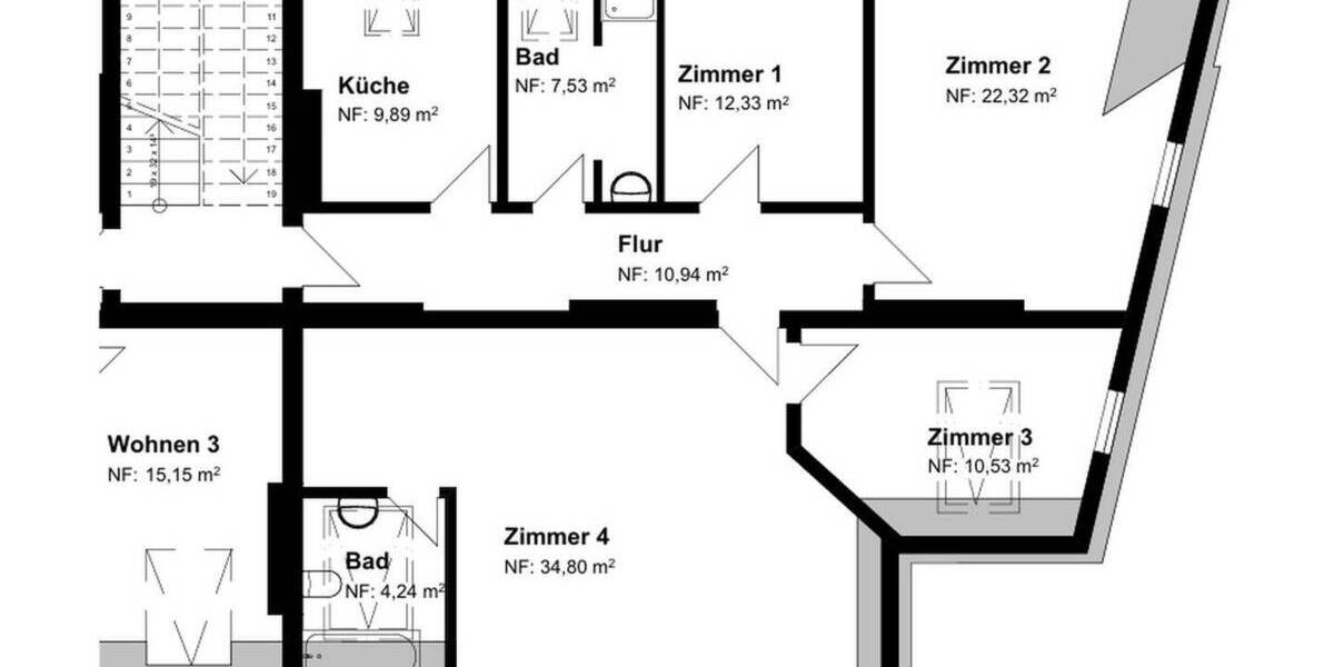 Etagenwohnung Berlin Altglienicke - 4 Zimmer, 111 m&sup2;, 1.400&euro; | Angebot:25927499